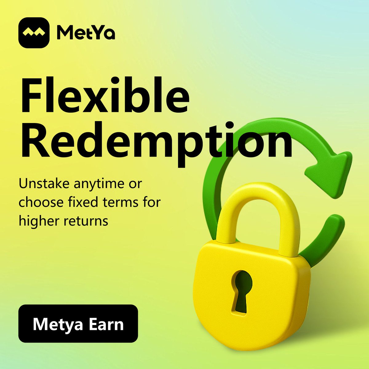 🔓 Đổi thưởng linh hoạt
Hủy stake bất cứ lúc nào—hoặc khóa để có APY cao hơn.
$MET của bạn, lịch trình của bạn. 💛

#Metya #Staking #SocialFi #PayFi
