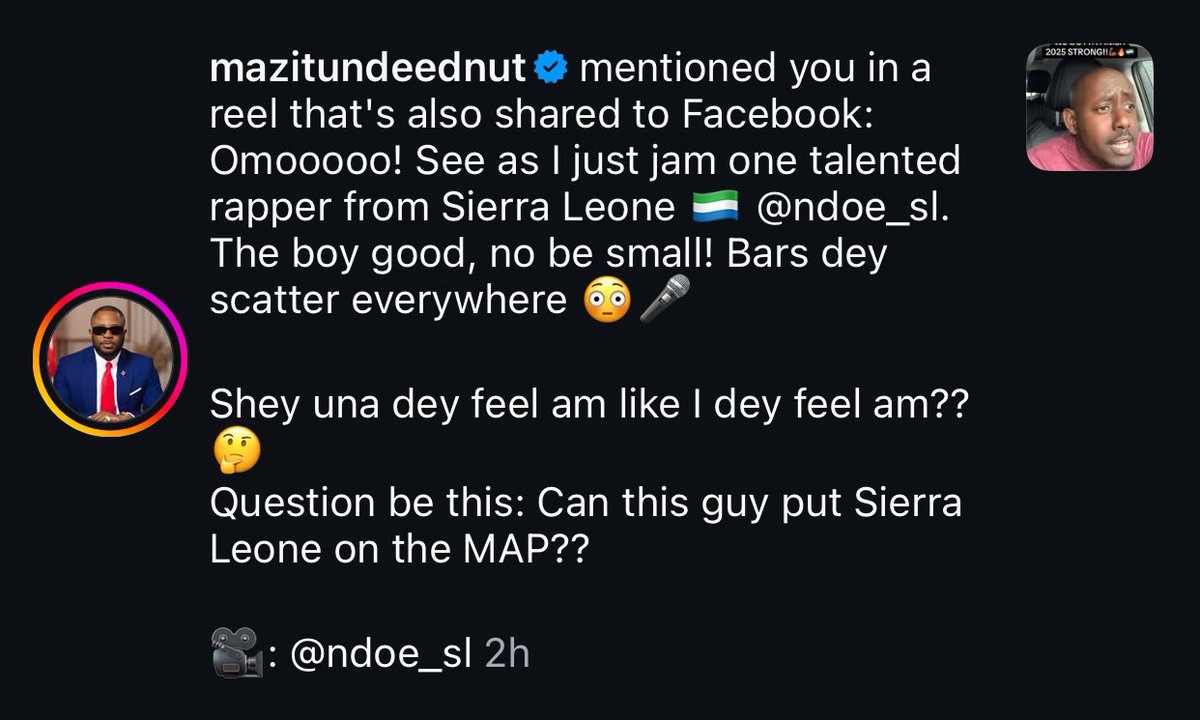 ndoe_sl's tweet photo. Guys Tunde Ednut just posted me 😭😭😭😭🙏🏾🙏🏾🙏🏾🙏🏾🙏🏾🇸🇱🇸🇱 https://t.co/qileLdeUuM
