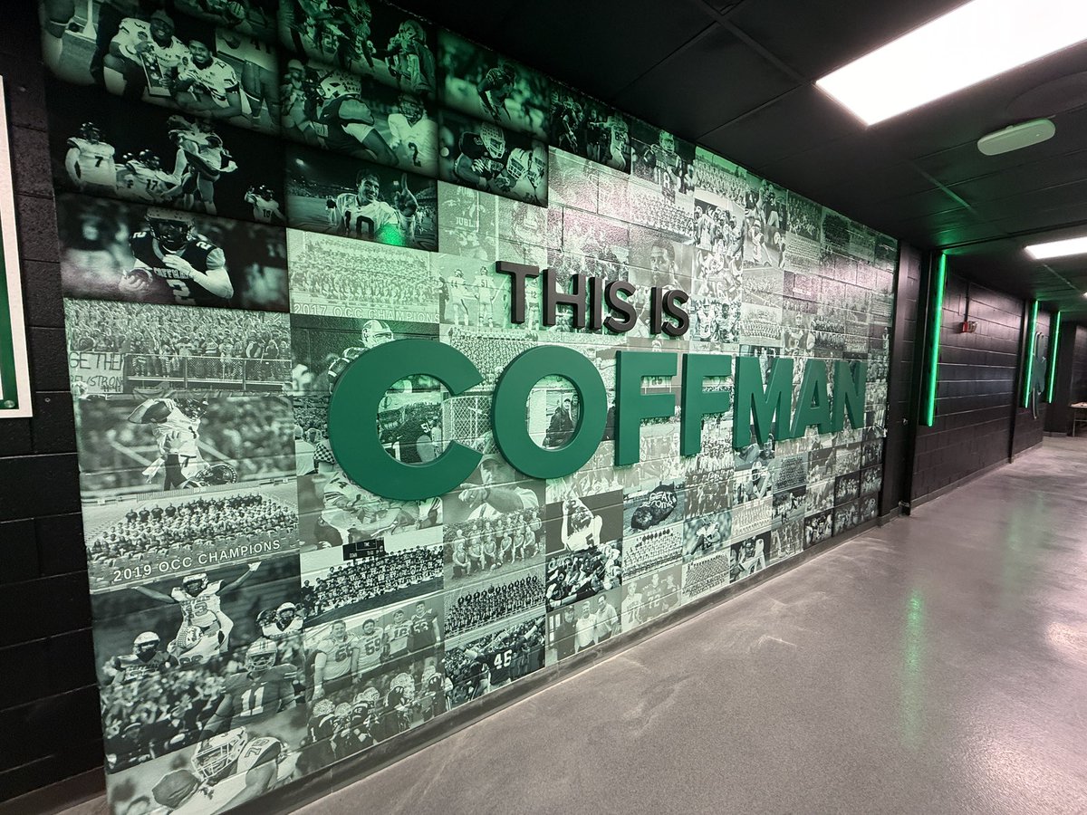 SPSalesCentral's tweet photo. Kicking off Football Friday Nights with an upgrade to the Dublin Coffman football locker room hallway! Good luck this season to the Rocks!

#schoolpride #wallwraps #dimensional3D #dublincoffman #gorocks  #showyourpride #onevendoreverysolution @SchoolPrideLtd https://t.co/Fh3j1I0hS2