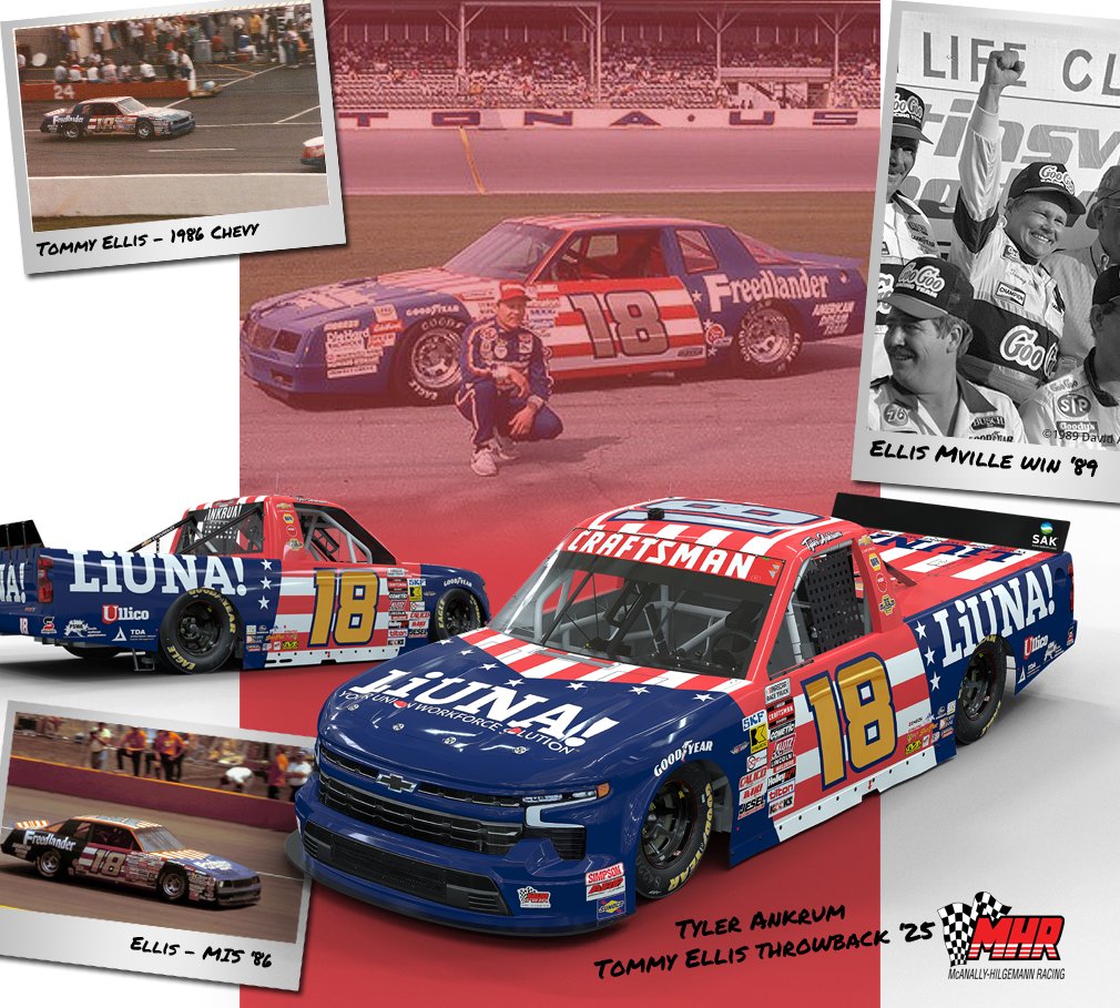 Bill McAnally Racing (@bmr_nascar) on Twitter photo We're making it throwback season!
<a href="/TylerAnkrum/">Tyler Ankrum</a>'s <a href="/LIUNA/">LIUNA</a> Chevy will honor <a href="/NASCAR_Xfinity/">NASCAR Xfinity</a> champion Tommy Ellis at <a href="/TooToughToTame/">Darlington Raceway</a>!
#NASCAR #NASCARthrowback #NASCARplayoffs We're making it throwback season!
<a href="/TylerAnkrum/">Tyler Ankrum</a>'s <a href="/LIUNA/">LIUNA</a> Chevy will honor <a href="/NASCAR_Xfinity/">NASCAR Xfinity</a> champion Tommy Ellis at <a href="/TooToughToTame/">Darlington Raceway</a>!
#NASCAR #NASCARthrowback #NASCARplayoffs