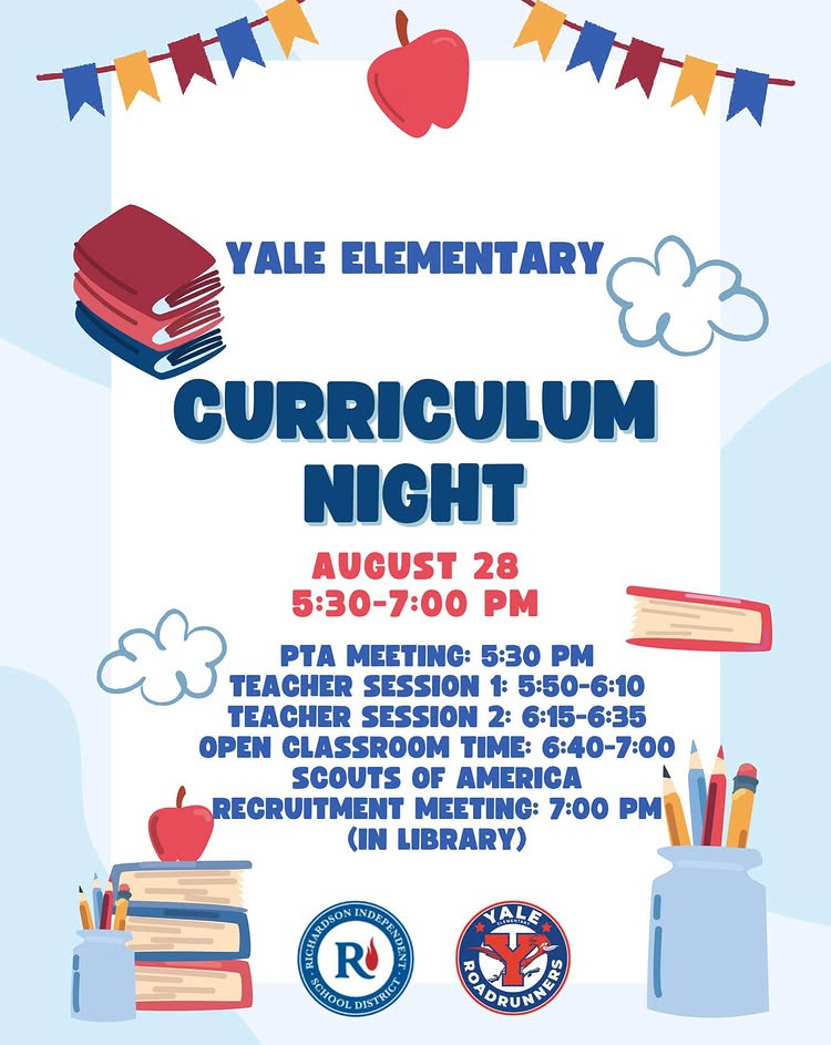 Yale Elementary (@yaleroadrunners) on Twitter photo Roadrunners, it’s almost time! Curriculum Night is AUG 28, 5:30–7:00 PM. Come meet teachers, visit classrooms & connect! ❤️💙 #RISDDreamBig #Yalesoaring <a href="/HollyGoTweets/">Holly Gordon</a> <a href="/ccgreer28/">Dr. Carrie Greer, Ed.D.</a> <a href="/Michaeldmc1911/">Michael McDonald</a> Roadrunners, it’s almost time! Curriculum Night is AUG 28, 5:30–7:00 PM. Come meet teachers, visit classrooms & connect! ❤️💙 #RISDDreamBig #Yalesoaring <a href="/HollyGoTweets/">Holly Gordon</a> <a href="/ccgreer28/">Dr. Carrie Greer, Ed.D.</a> <a href="/Michaeldmc1911/">Michael McDonald</a>