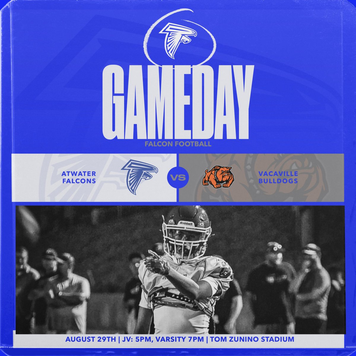 Here. We. Go. 

Our Falcons take a trip north to take on the Vacaville Bulldogs. Varsity kicks off at 7pm.
JV at 5pm.

Go Big Blue!
