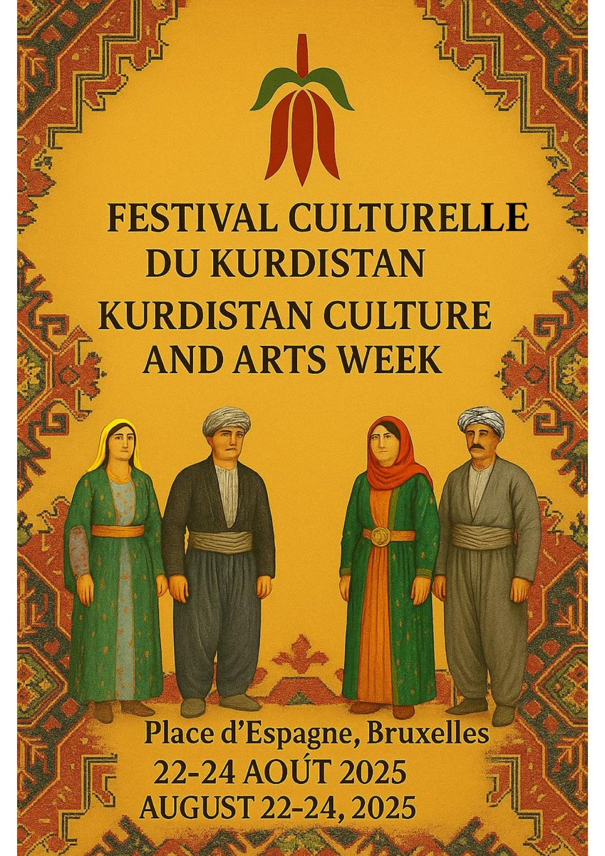 KurdCultWeekBE's tweet photo. #Kurdistan Culture Week 2025 in #Brussels is ready to start. Everything is put up, everyone is traditionally dressed, the believe and joy is at max level. We wait for you. Today, Saturday and Sunday. Come and show your solidarity with the #Kurdish people. https://t.co/FZ53tBDULH