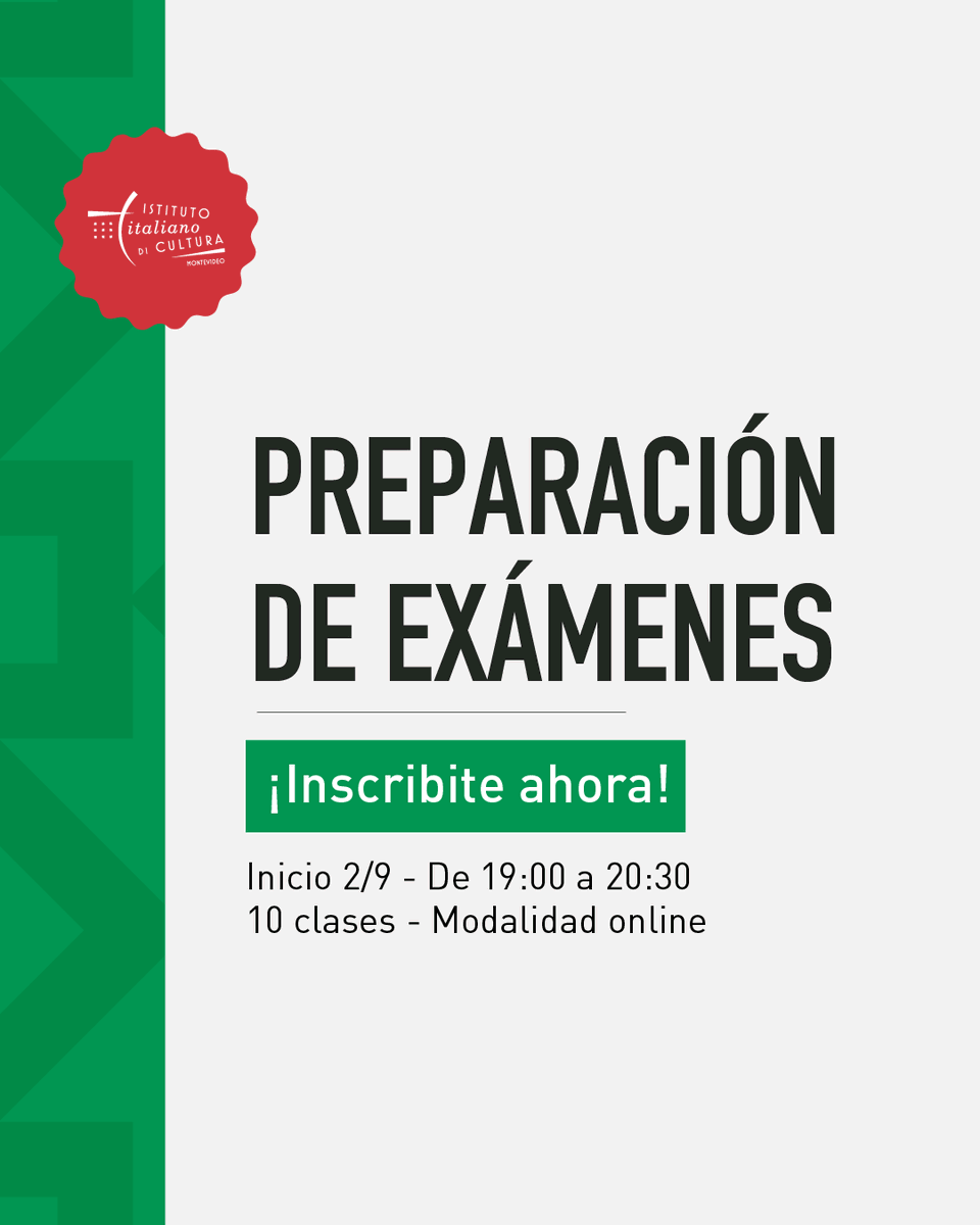 ¡No pierdas los exámenes! 📚🤓

Prepará el examen CELI de la Università per Stranieri di Perugia.

Requisito: nivel B1 completo o hacer una prueba de nivel.
Para exámenes de niveles más avanzados consultar en cursos.iic.adoc@gmail.com 

Inscripciones: bit.ly/3VchgnA