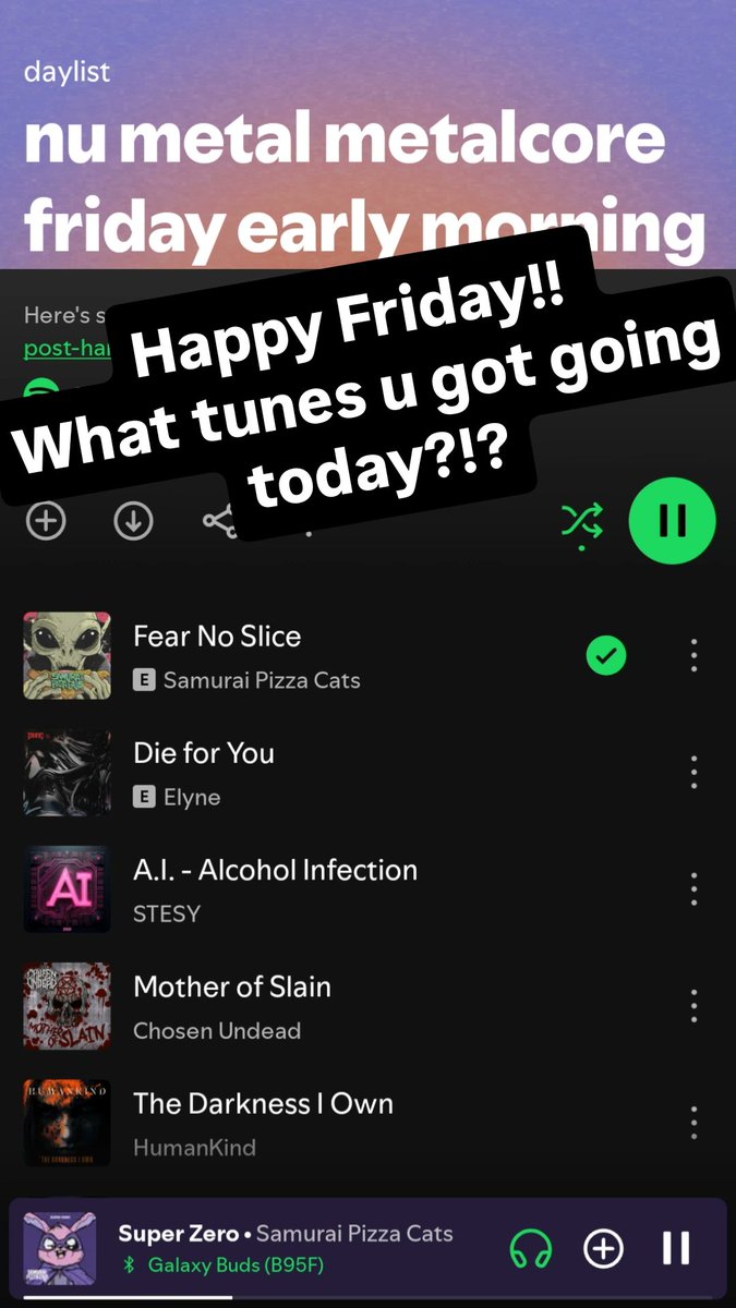 Happy Friday everyone!!!

What kind of tunes u all have going on today?!!

Curious on what everyone is listening to.