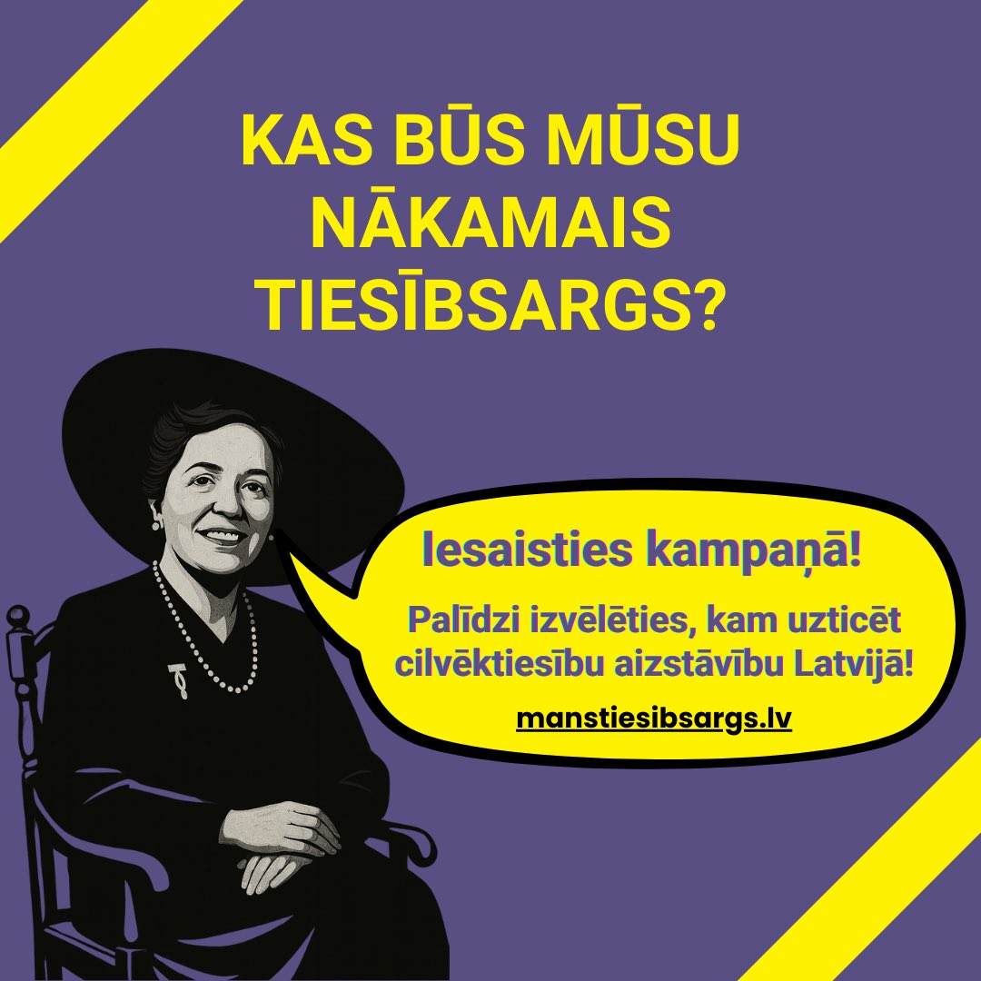 ✨ Kas būs nākamais Tiesībsargs?
Tagad arī tev ir iespēja piedalīties un palīdzēt izvēlēties, kam uzticēt cilvēktiesību aizstāvību Latvijā.
Izvirzi vai atbalsti savu kandidātu līdz 1. septembrim vietnē 👉 manstiesibsargs.lv