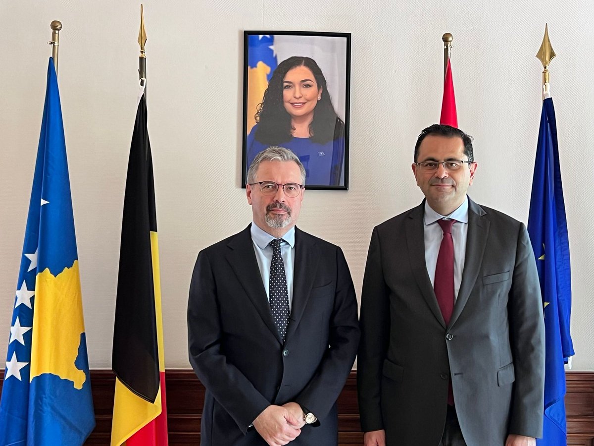 Agron Bajrami (@agronbajrami) on Twitter photo Honored to welcome at Türkiye's new Ambassador to Belgium <a href="/gbtantekin_mfa/">G. Barış Tantekin</a> at <a href="/KSEmbBxls/">KOSOVOinBrussels🇽🇰</a>!
We discussed our strong bilateral ties, political, economic and security cooperation, and regional stability. Excited for deeper collaboration! #KosovoTurkey Honored to welcome at Türkiye's new Ambassador to Belgium <a href="/gbtantekin_mfa/">G. Barış Tantekin</a> at <a href="/KSEmbBxls/">KOSOVOinBrussels🇽🇰</a>!
We discussed our strong bilateral ties, political, economic and security cooperation, and regional stability. Excited for deeper collaboration! #KosovoTurkey