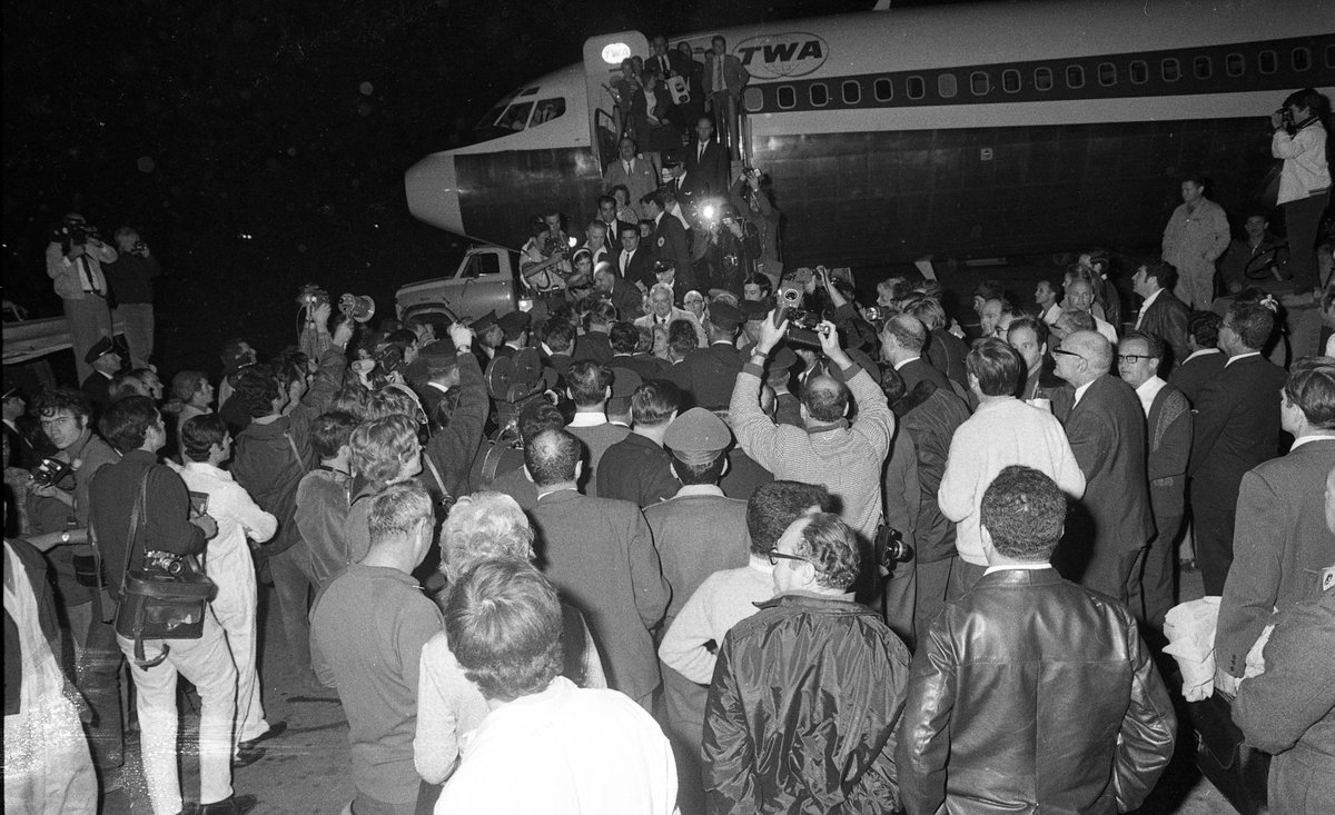 Aug 29, 1969: PFLP hijack TWA Flight 840 from Rome to Tel Aviv, diverting it to Damascus. There are no fatalities, but 2 hostages are held for 2 months in exchange for two Palestinian criminals held in Israel.

One of the hijackers is a woman, Leila Khaled. We’ll hear about her