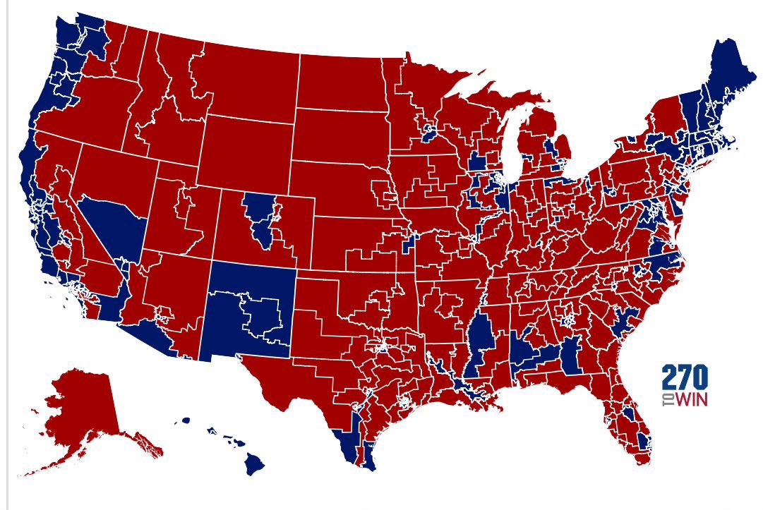 adamscochran's tweet image. There are only 7 states without red seats,  of which 6 of those have populations over 65%+ Dem.

By contrast, there are 16 states with only Red seats where there is &amp;gt;40% Dem voters.

If you’re advocating for state-level proportional representation in the house (which is what…