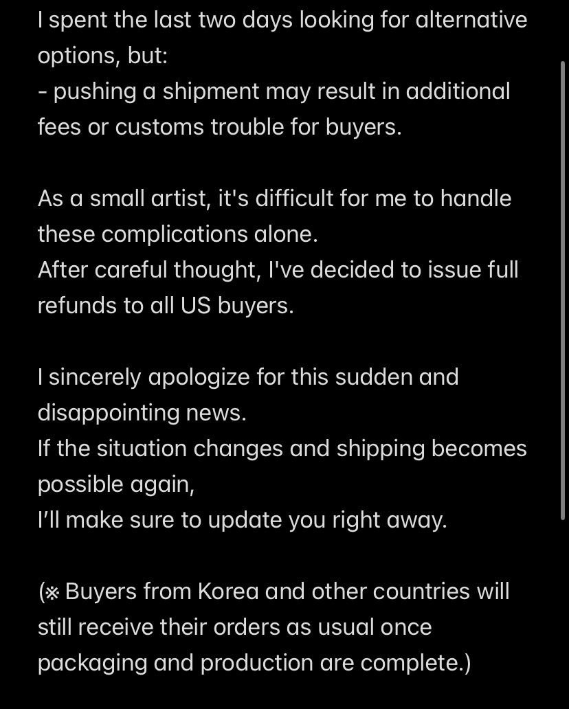 📢📢📢
Notice for US Buyers 😔😔😭