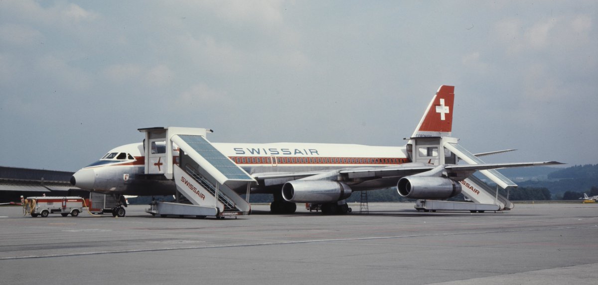 Feb 21, 1970: In revenge for operating flights to Tel Aviv, PFLP-GC simultaneously bombs Swissair Flight 330 - killing all 47 aboard - and Austrian Airways Flight 901, which manages a miraculous safe emergency landing.

(6/20)