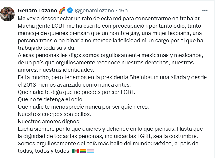 POR SUPUESTO que <a href="/genarolozano/">Genaro Lozano 🌈</a> se escudaría en su preferencia sexual y no en sus capacidades o experiencia diplomática para victimizarse por las críticas a su nominación.

Hace bien, es lo único que puede hacer. Eso y el chayote es lo que lo define, no una carrera diplomática.