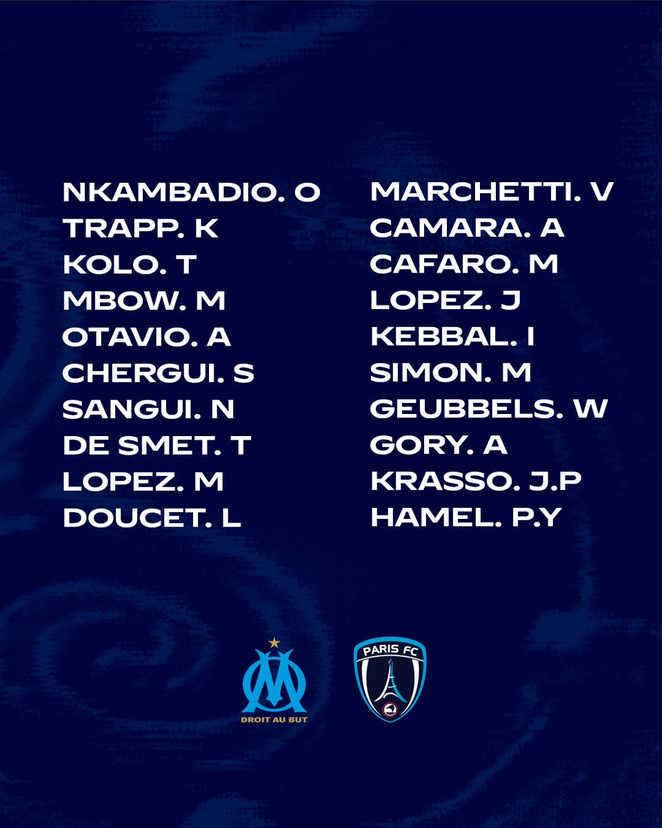 𝑳𝒆 𝒈𝒓𝒐𝒖𝒑𝒆 ✅

Voici les 20 joueurs convoqués par Stéphane Gilli et son staff pour le déplacement à Marseille ⚡️⚡️

🔵⚪️ #CertifiéParis #OMPFC