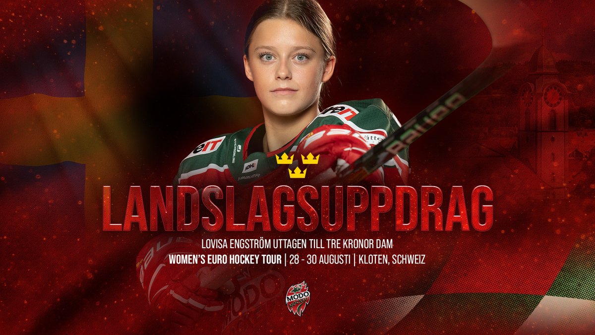 Linnéa Andersson, Mira Hallin, Ebba Hedqvist och Wilma Sundin var redan uttagna.

Nu kan vi också gratulera Lovisa Engström till hennes första uppdrag med Tre Kronor Dam! 🇸🇪

18-åringen har kallats in till turneringen i Schweiz 28-30 augusti.

Lycka till, Lovisa! 👏

#modose