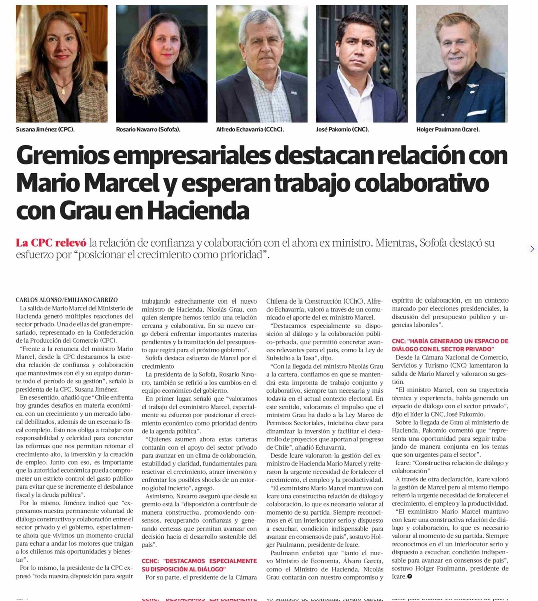 CPC (@cpcchile) on Twitter photo Desde la CPC valoramos la relación cercana con <a href="/mariomarcelc/">Mario Marcel Cullell</a> y reiteramos nuestra disposición a trabajar con el nuevo ministro de Hacienda, <a href="/nico_grau/">Nicolás Grau Veloso</a>.
🇨🇱 Chile enfrenta grandes desafíos y necesitamos reformas que impulsen inversión, crecimiento y empleo
#CPC #ChileVuelveACrecer Desde la CPC valoramos la relación cercana con <a href="/mariomarcelc/">Mario Marcel Cullell</a> y reiteramos nuestra disposición a trabajar con el nuevo ministro de Hacienda, <a href="/nico_grau/">Nicolás Grau Veloso</a>.
🇨🇱 Chile enfrenta grandes desafíos y necesitamos reformas que impulsen inversión, crecimiento y empleo
#CPC #ChileVuelveACrecer