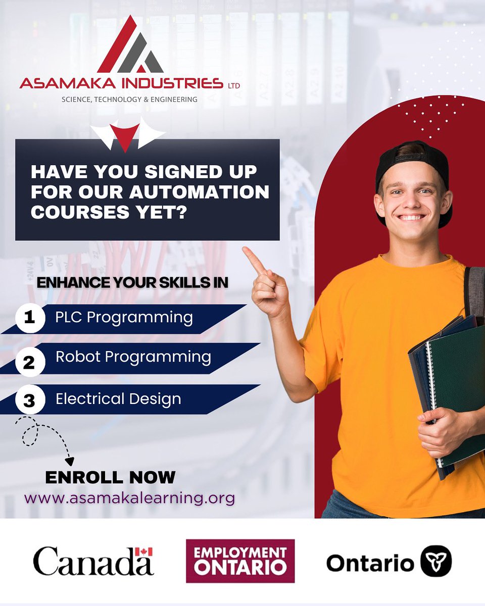 AsamakaIndustry's tweet image. The future belongs to those ready to build it. 🌍✨
Master PLC, Robot Programming &amp;amp; Electrical Design with hands-on training. 🚀

👉 Enroll now: asamakalearning.org

#AutomationTraining #TechSkills #STEM #AsamakaLearning #tech #stem