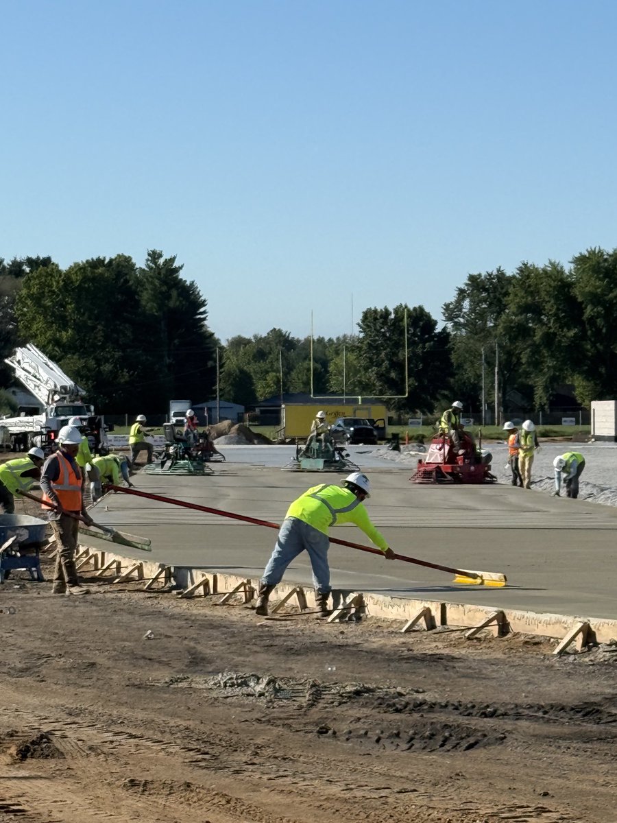 Concrete for the new track at Jake Field was poured overnight!