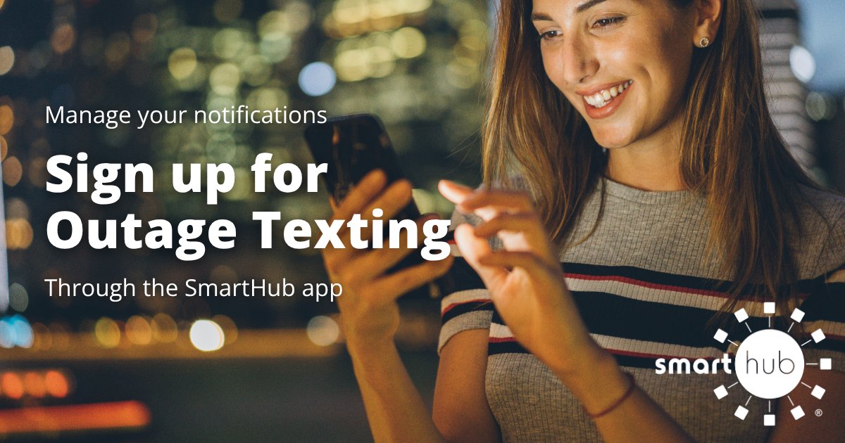 💡 Stay in the know when the lights go out!
Get instant updates regarding outages when you opt in for text notifications through SmartHub.

👉 Learn how: ow.ly/x8zH50Wr96R