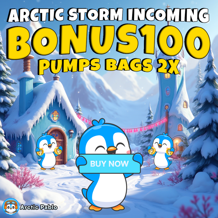 🌨🐧 Arctic Storm Incoming — BONUS100 is Pumping Bags 2X! 🚀💰

Dude… The Ice Ice Baby stage isn’t just cold, it’s explosive. Pablo just unleashed the BONUS100 storm, and every buy now gets hit with 2X tokens instantly. No gimmicks, no waiting your bag doubles the moment you