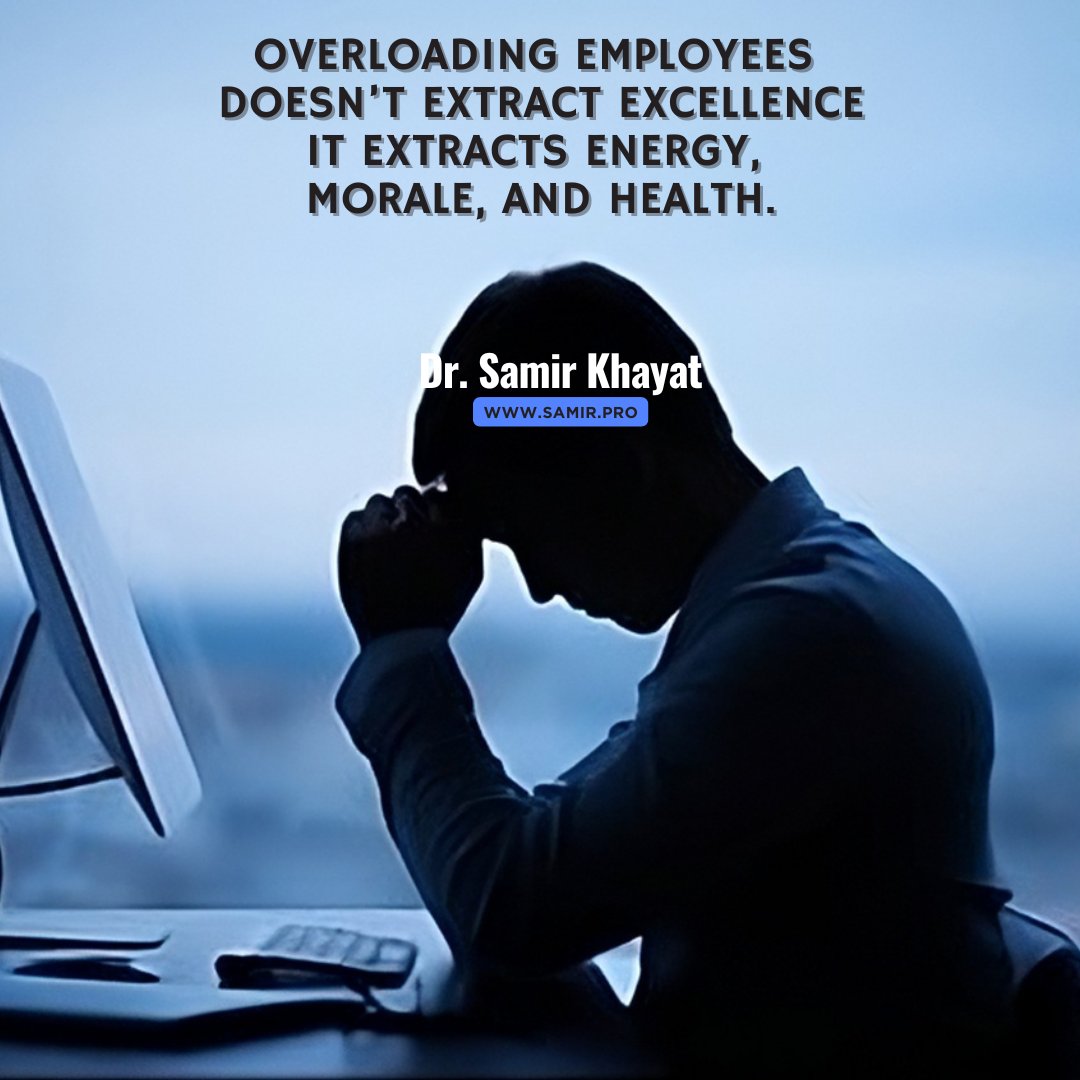 Overloading employees  does not lead to greater productivity or excellence; instead, it drains  their physical and mental energy, diminishes morale, and erodes overall  well-being. When people are consistently stretched beyond capacity,  their creativity and motivation decline.