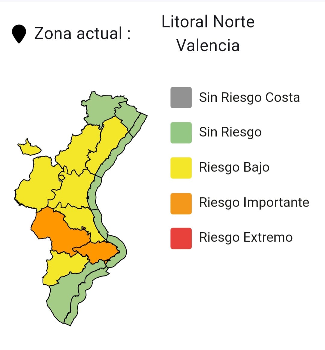(16:08 h) Actualización de alertas por aviso de fenómeno meteorológico adverso observado por <a href="/AEMET_CValencia/">AEMET Comunitat Valenciana</a>.

🚨El Centro de Coordinación de Emergencias establece en base a este aviso:

🟠alerta nivel naranja por lluvias y tormentas en litoral norte de Alicante y el interior