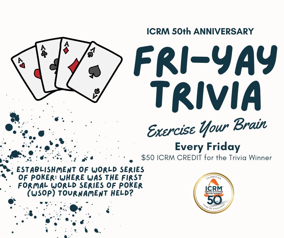 FriYAY Trivia!♠️
Establishment of World Series of Poker: Where was the first formal World Series of Poker (WSOP) tournament held?
 
#FriYAYTrivia #ICRM