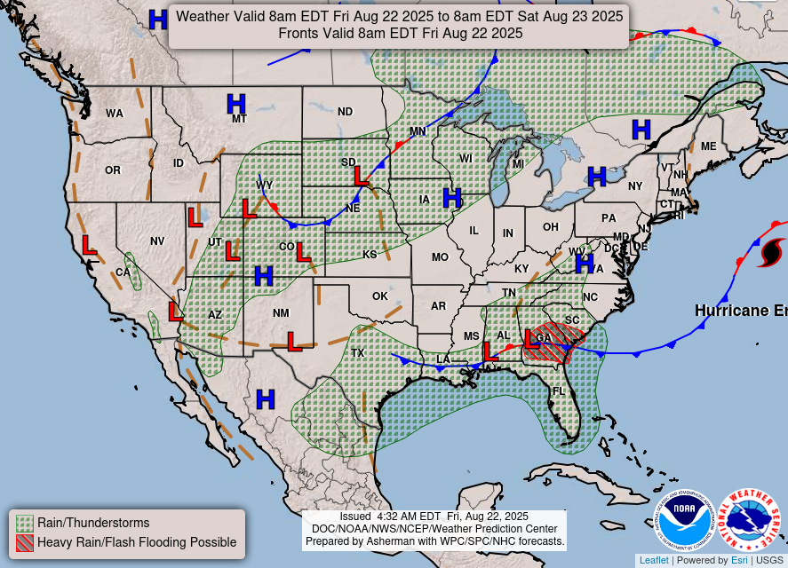 National Forecast Chart for 8/22/25.