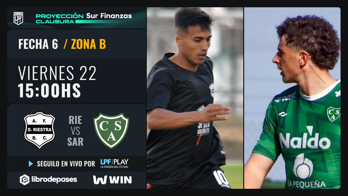LPFPlay's tweet image. Mirá el final de la #Fecha6 del #TorneoProyección @surfinanzas Clausura 🏆por @LPFPlay! 

🏟️ @prensariestra 🆚 @CASarmientoOf 

📲 @LPFPlay 
💻 lpfplay.com - La Pasión del Fútbol