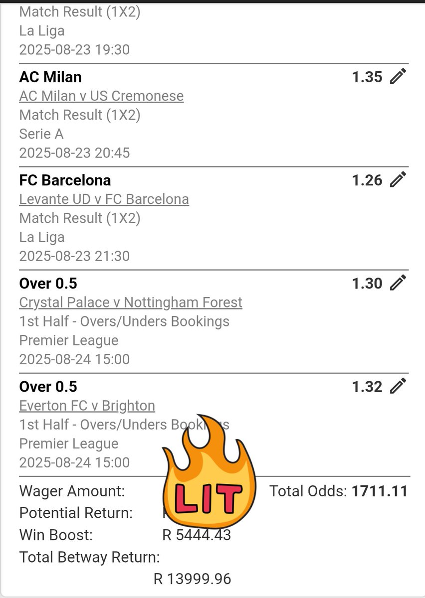 LDakotasa's tweet photo. I just placed a bet with Betway. Tap here to copy my bet or search for this booking code in the Multi Bet betslip BWC339EF9 https://t.co/8y932786Of https://t.co/l38WH2oYD8