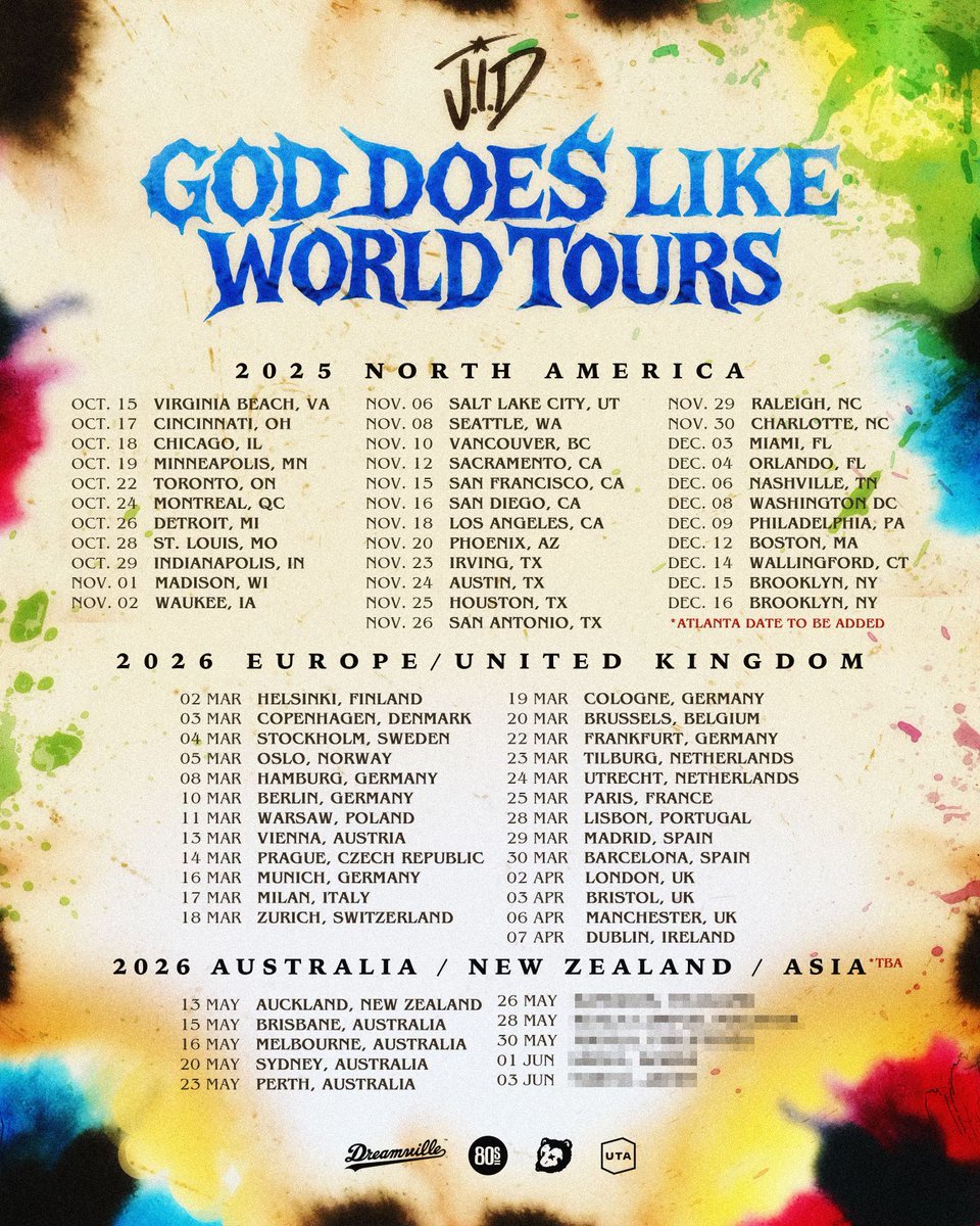 JIDsv's tweet photo. Tour goes on sale NoW!!

“North America and Europe ON SALE NOW!!! @ 10AM Local, Australia and New Zealand pre-sale live. GO get them tickets 🏃🏾‍♂️ 🏃‍♀️ 🏃🏽 ” . 
Head to https://t.co/EiFAOwsNft 

For tickets now! https://t.co/WPszfVIEWI
