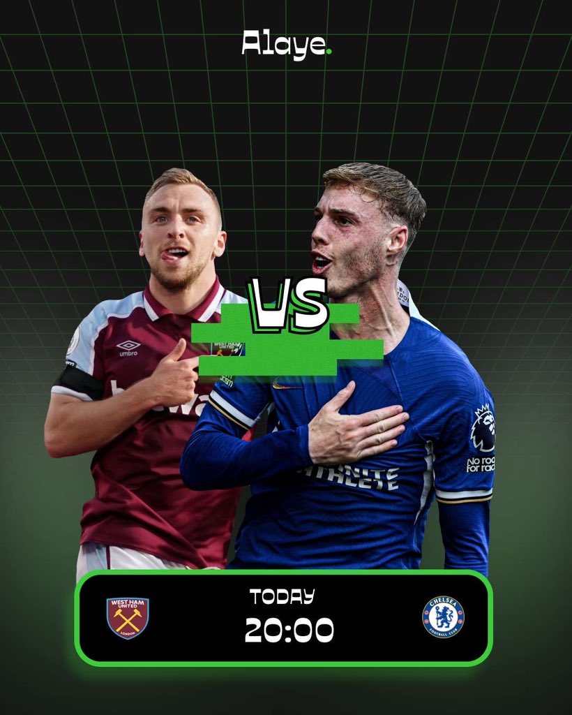 West Ham faces Chelsea at  The London Stadium🏟️

5 Lucky Members with the correct scores will be awarded 5K Naira each.

PREDICT SCORES AND WIN! 💰

Rules:
▪️Join the Sports By Alaye Community.
▪️Drop your correct scores in the comment section 👀
▪️Like and Repost the tweet.