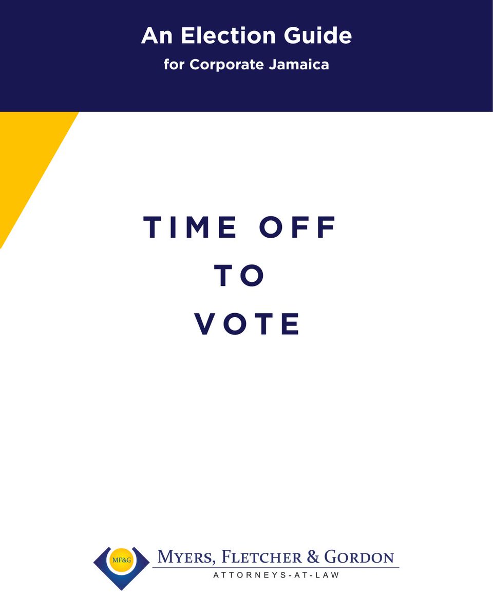 MyersFletcherJA's tweet photo. In Jamaica, registered voters are entitled to 3 hours off to vote if work starts before 10 AM or ends after 2 PM.
❌ No statutory time off for election day workers
📌 Employers can’t demand proof
⚠️ False claims = disciplinary action
#TimeOffToVote #ElectionDayJA #MFGJA https://t.co/IxHPy1ZKNG