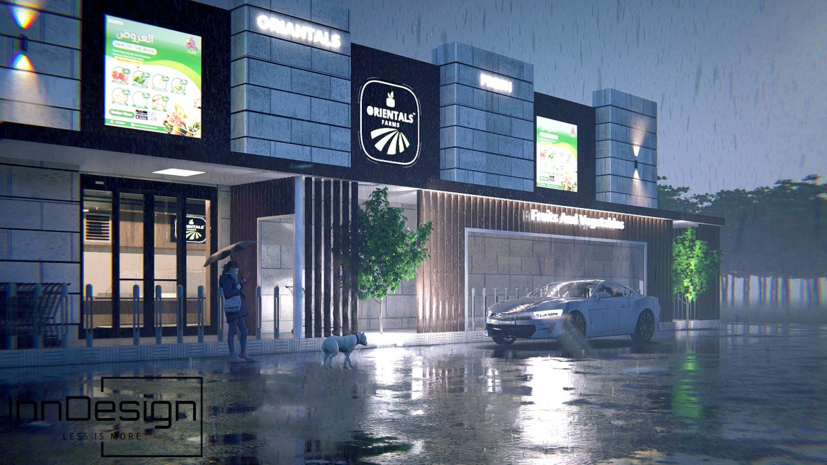 Vegetables &amp; Fruits Store Front Elevation design  Location: Irbid #InteriorDesign #architecturaldesign

360° Tour 
kuula.co/share/collecti…