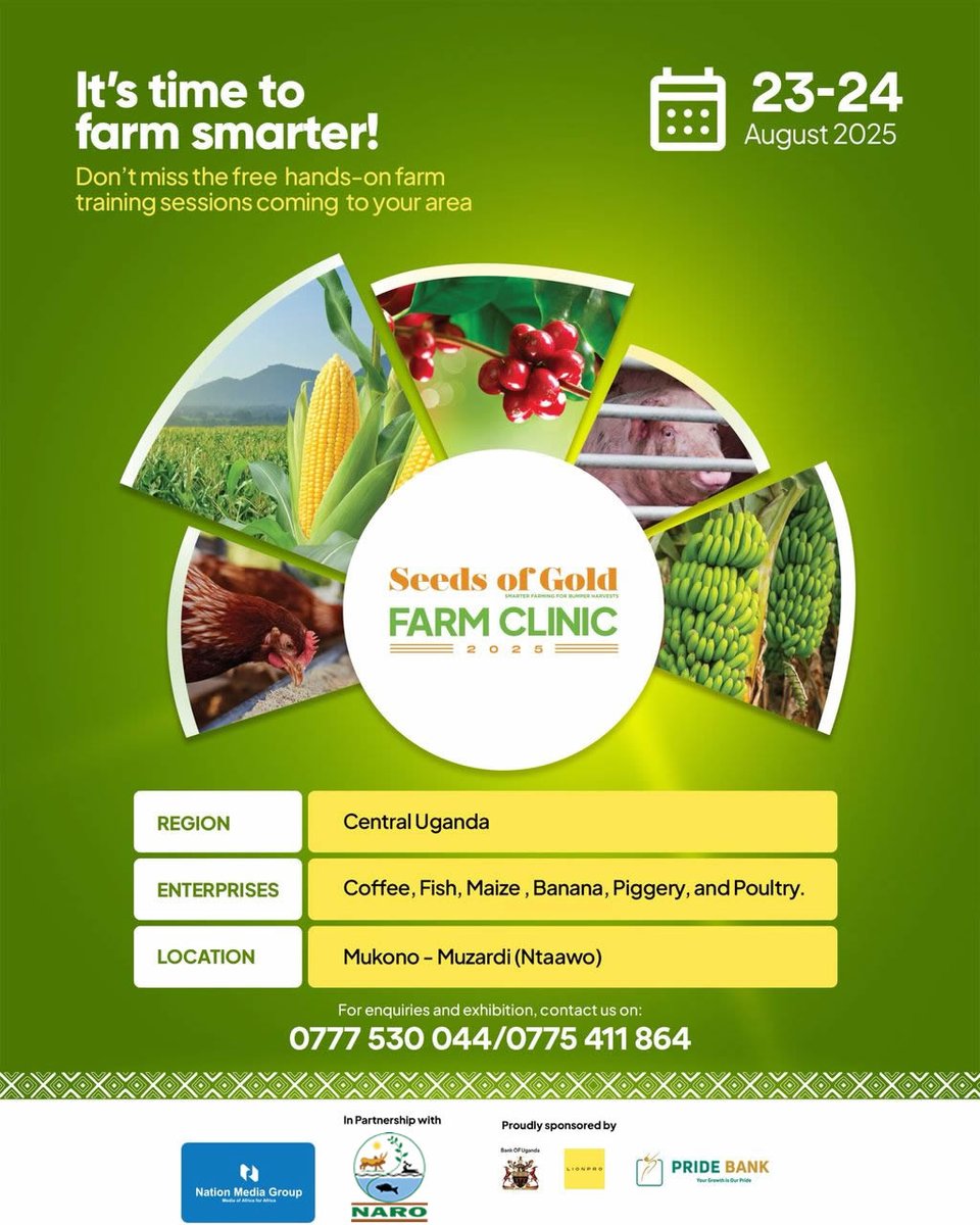 NARO Uganda (@narouganda) on Twitter photo Get ready for an EPIC day with <a href="/ntvuganda/">NTV UGANDA</a> broadcasting LIVE at <a href="/NARO_MUZARDI/">NARO_MUZARDI</a> tomorrow!
Tune in for your favorite shows on Poultry, Fish, Coffee, piggery, coffee and Maize.
<a href="/NationMediaGrp/">Nation Media Group</a> Get ready for an EPIC day with <a href="/ntvuganda/">NTV UGANDA</a> broadcasting LIVE at <a href="/NARO_MUZARDI/">NARO_MUZARDI</a> tomorrow!
Tune in for your favorite shows on Poultry, Fish, Coffee, piggery, coffee and Maize.
<a href="/NationMediaGrp/">Nation Media Group</a>