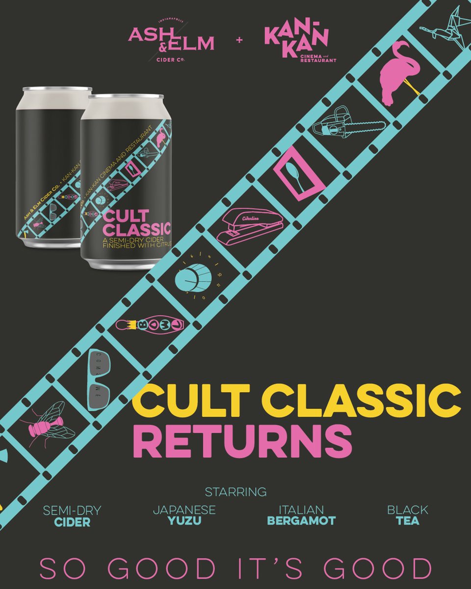 The Kan-Kan–exclusive Ash &amp; Elm Cider Co. CULT CLASSIC is back!

The yuzu / bergamot / black tea cider is a work of art fit for an arthouse cinema and it can be YOURS! Just grab a can or two at concessions with your popcorn and M&amp;Ms.