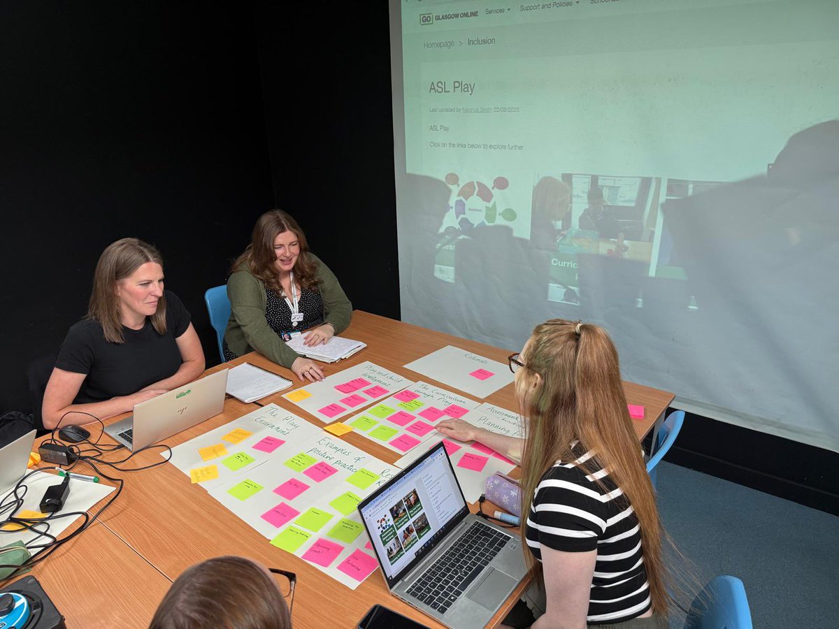 ASN Play Core Group hard at work today, looking at updating the online resources, talking about asl play pedagogy, and creating new resources with inspiring Scotland <a href="/EdISGlasgow/">EdIS Glasgow</a>