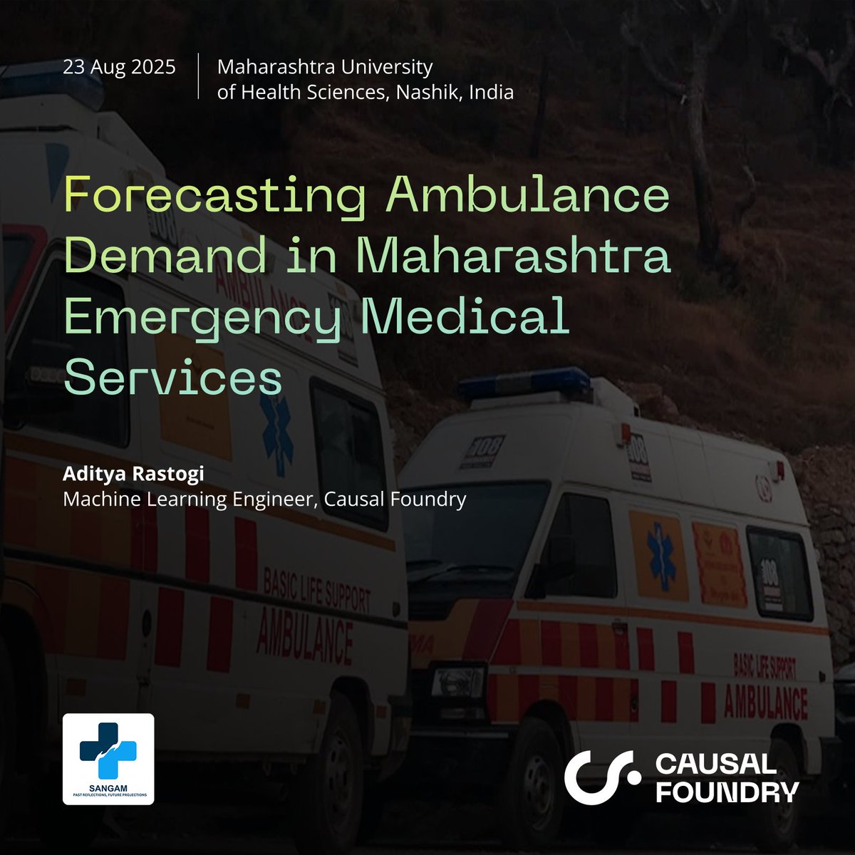 Tomorrow @arastogi2408 will present our work with Maharashtra Emergency Services on predicting ambulance demand at Sangam 3.0 sangamsociety.in