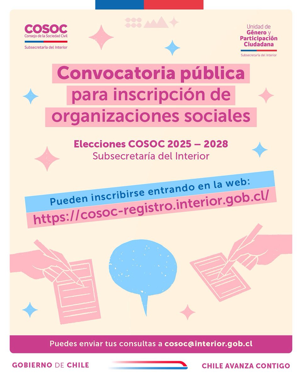 ¡Últimos días para participar en las Elecciones COSOC 2025–2028!
Si tu organización busca ser parte del cambio, este es el momento. Participa en el proceso de inscripción, postulación y elección del COSOC 2025–2028.