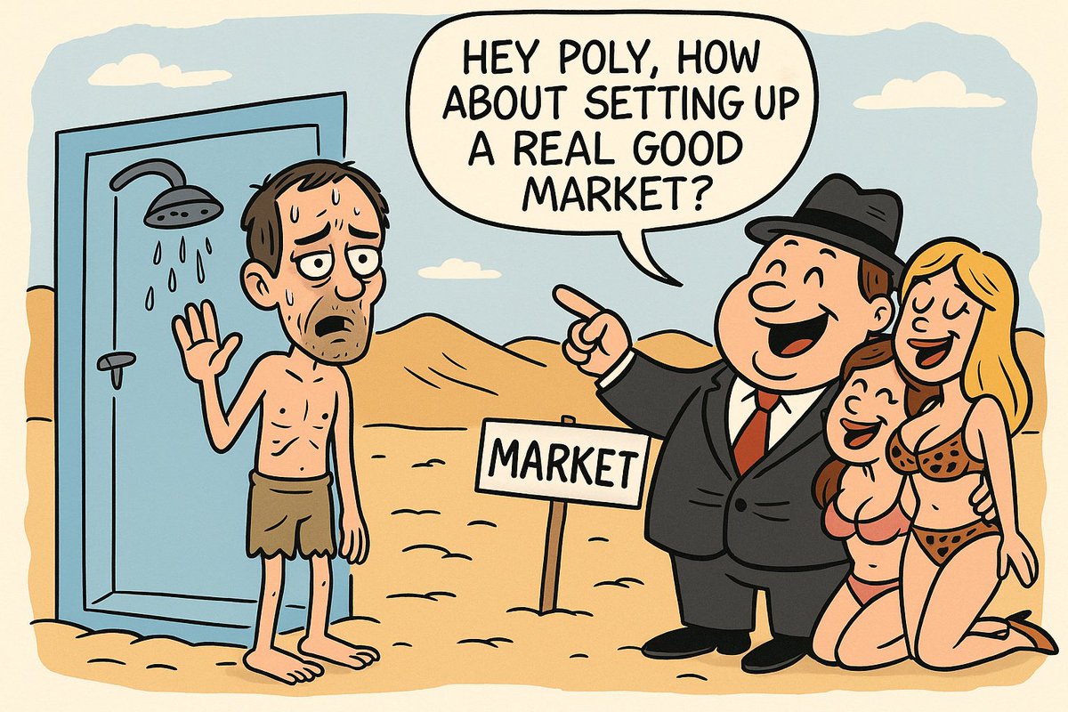 Hey, <a href="/Polymarket/">Polymarket</a> maybe it’s worth setting up a truly good market like the lord-clown desert one, but with 24/7 filming, no leaving the frame, and no air conditioners with naked whores? 🤣
