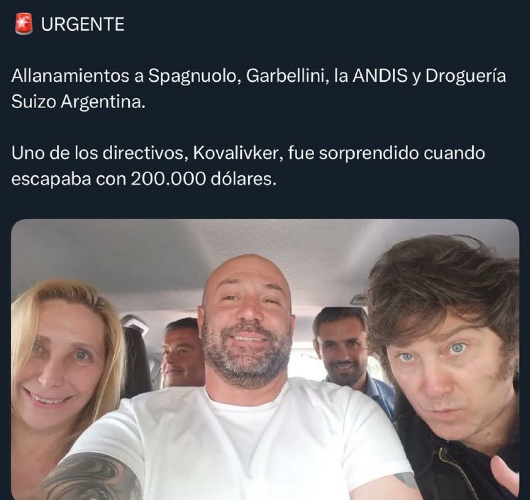 Spagnuolo no aparece. Son ellos los corruptos, coimeros que no dan la cara y se fugan. Esperemos de la “justicia” que actúe como corresponde. #KarinaCoimera