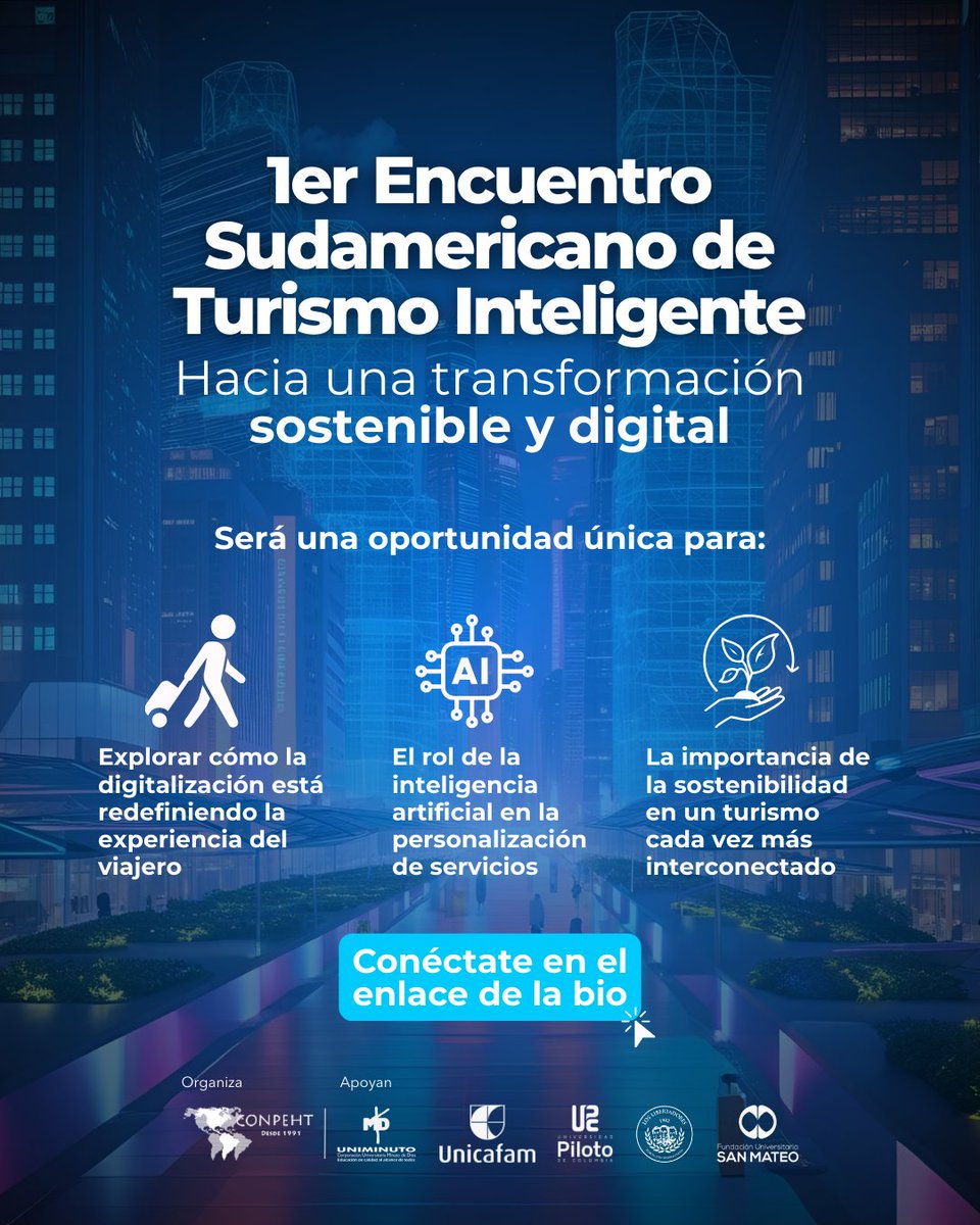 ¡El turismo del futuro se vive en Unicafam!

Este 1er Encuentro Sudamericano de Turismo Inteligente reunirá voces expertas de Ecuador, México, Uruguay y Colombia en un solo espacio.

youtube.com/live/15DdVXrOc…