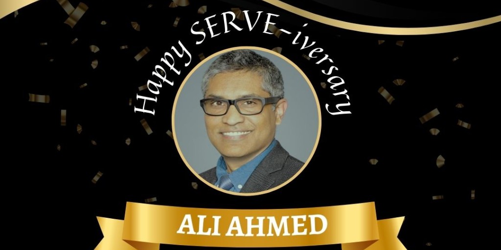 Wishing a happy #SERVEiversary to one of our Managing Directors, Ali Ahmed! We wanted to take time out to celebrate Ali's achievements. From supporting #ElectronicHealthRecord deployments in 2 agencies &amp; guiding the reorg of another.  #HowDoYouSERVE #ManyWaystoSERVE.
