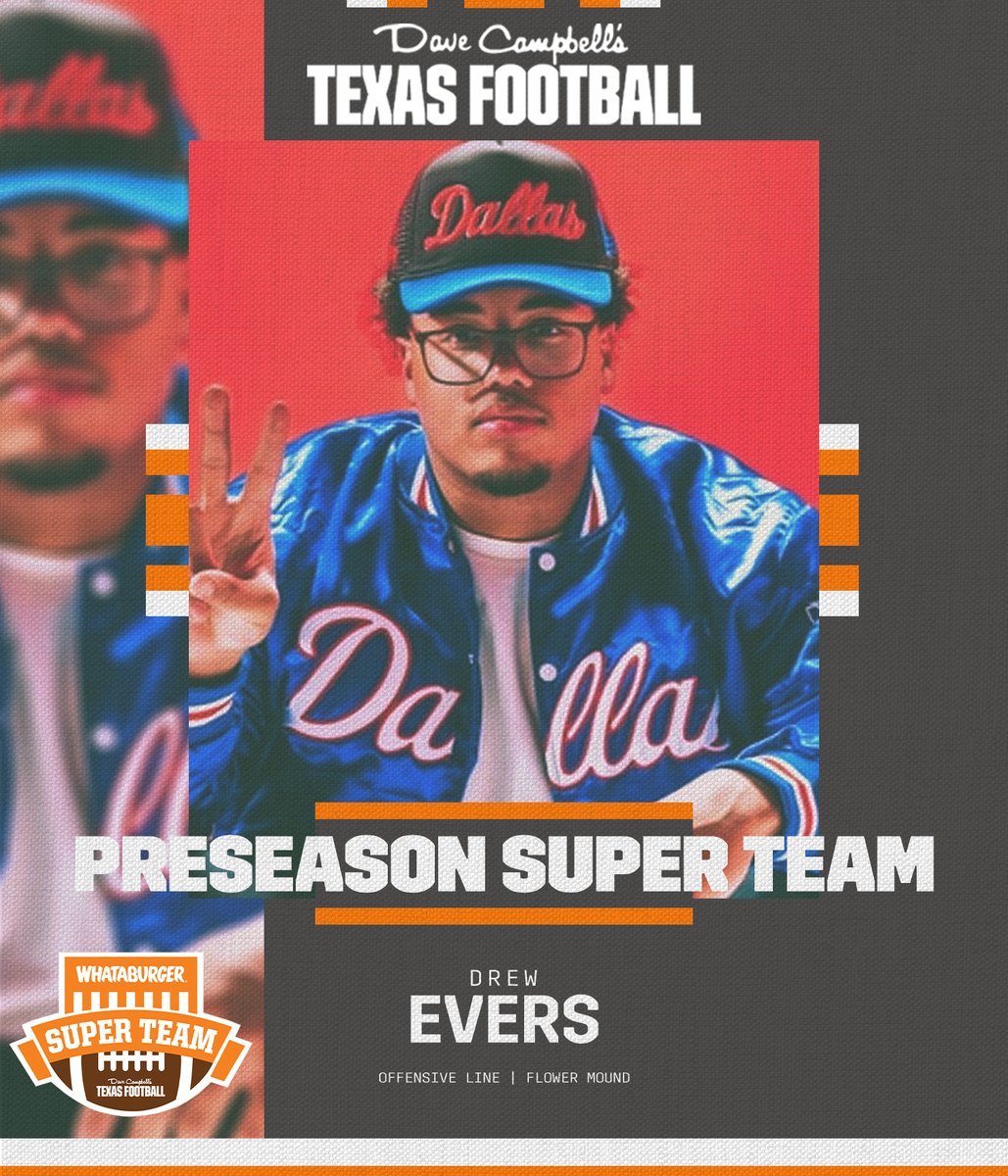 Greg Powers ποΈ (@gpowersscout) on Twitter photo Flower Mound OL Drew Evers (<a href="/TheDrewEvers/">Drew Evers</a>) has been named to the 2025 Preseason π»βππ + ππππ₯πππ¦π£πππ£ ππ¦π‘ππ£ ππππ!
<a href="/JagFootball/">Flower Mound Jaguar Football</a> | <a href="/dctf/">Dave Campbell's β TexasFootball.com</a> | #TXHSFB | #GoMustangs
Super Team (Offense): texasfootball.com/article/2025/0β¦ Flower Mound OL Drew Evers (<a href="/TheDrewEvers/">Drew Evers</a>) has been named to the 2025 Preseason π»βππ + ππππ₯πππ¦π£πππ£ ππ¦π‘ππ£ ππππ!
<a href="/JagFootball/">Flower Mound Jaguar Football</a> | <a href="/dctf/">Dave Campbell's β TexasFootball.com</a> | #TXHSFB | #GoMustangs
Super Team (Offense): texasfootball.com/article/2025/0β¦