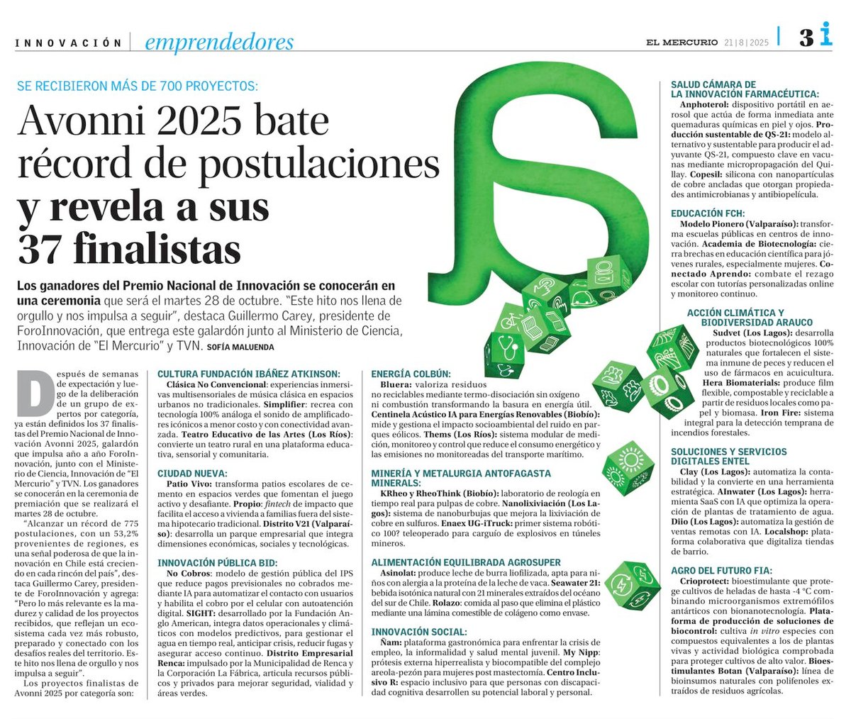 ¡Felicitamos a Hera Materials y Asinolat, que fueron parte del Catálogo de Innovación Alimentaria 2024 y que hoy están entre las seleccionadas para el <a href="/premio_avonni/">Avonni</a>! Postula al Premio Nacional de Innovación Alimentaria y visibilízate en el Catálogo 2025👉innovacionalimentaria.cl