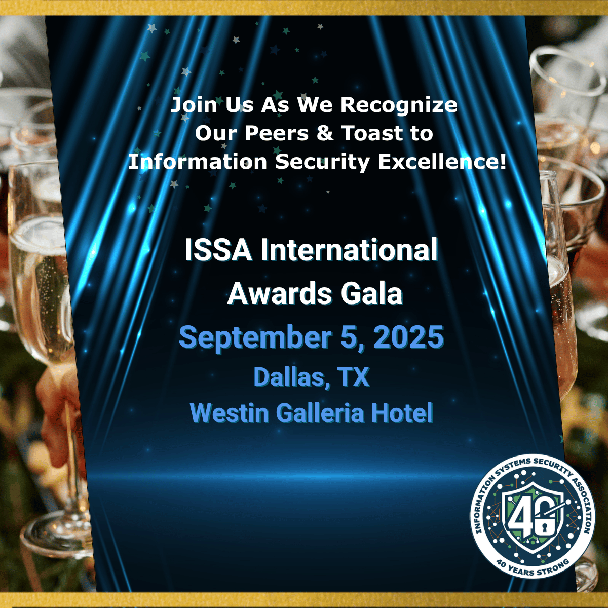 2 weeks to go! Join us in Dallas for the ISSA Awards Gala &amp; 40th Anniversary Celebration 

Sept 5
#ISSAGala2025 #ISSAIntl

Get your tickets today! 
issa.org/event/2025-iss…