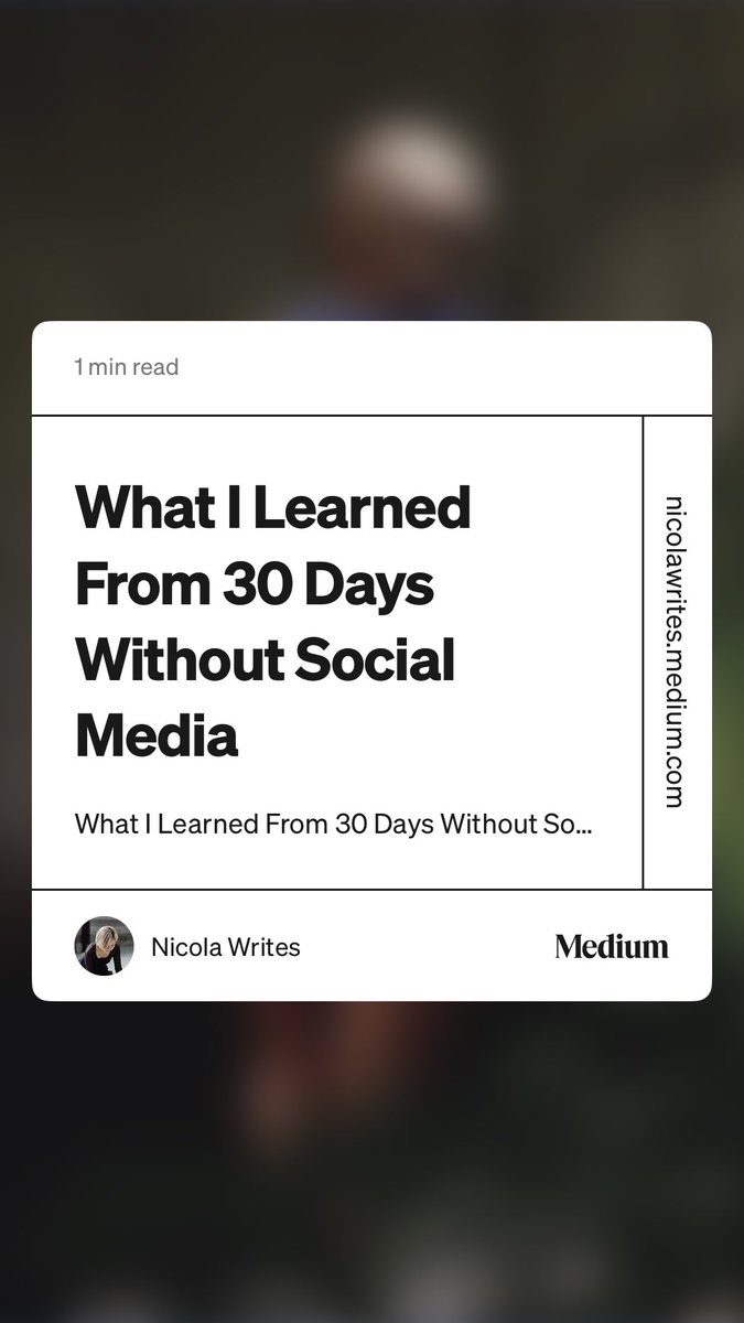 “What I Learned From 30 Days Without Social Media” by Nicola Writes nicolawrites.medium.com/what-i-learned…
