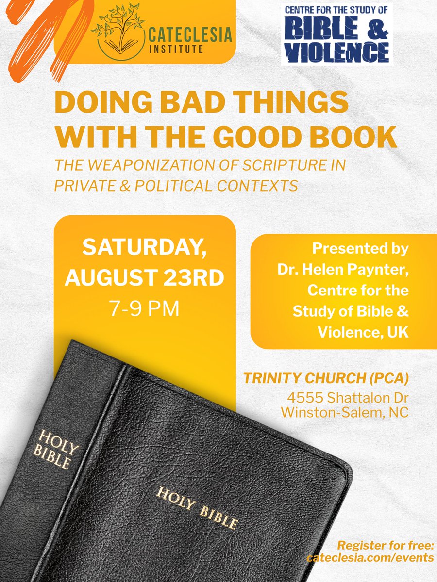 There's still time to register (for free)!

Don't miss out on the opportunity to hear from Dr. <a href="/HelenEPaynter/">Helen Paynter</a>—Executive Director of the <a href="/CSBibleViolence/">Centre for the Study of Bible & Violence</a> —on a topic of pressing significance:

cateclesia.com/events/