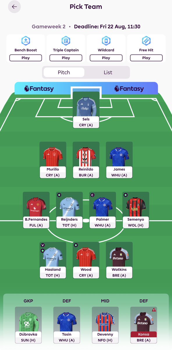 ahmed_cfc's tweet image. We locked in for GW2!! Let’s go

Don’t trust Tosin’s minutes just yet (hope I’m wrong) and Reinildo a trustworthy step-in given the Burnley fixture

Live by the Chels. Die by the Chels. Captain Cole