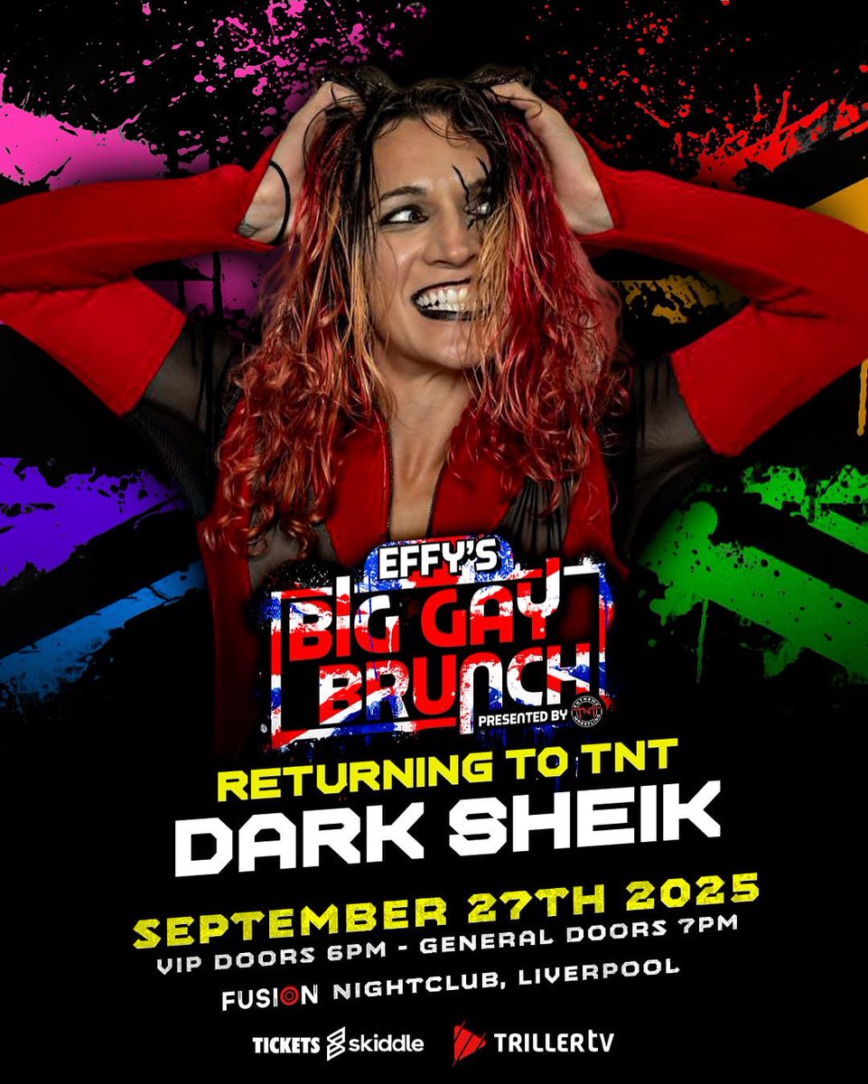 🌈EFFY'S BIG GAY BRUNCH UK 3 2025🌈

BREAKING: She's back! Dark Sheik makes her return to TNT for Big Gay Brunch on September 27th but who will step up to the Mother Brain?

📡 Streaming LIVE on <a href="/Triller_TV/">TrillerTV</a> 

🎟️ GET YOUR TICKETS HERE 🎟️
skiddle.com/whats-on/Liver…