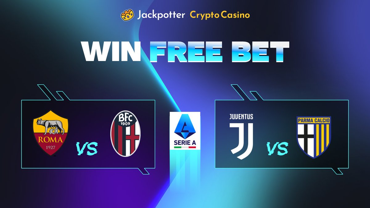 jackpotterCOM's tweet photo. ⚽ Serie A Giveaway - Win 2 USDT Free Bet 🎉

🎯 Guess the winners of both upcoming matches: Roma vs Bologna and Juventus vs Parma and get 2 USDT Free Bet

📍 Drop your prediction below with Jackpotter username and get 2 USDT Free Bet ! 💸

🎁 5 random winners get 2 USDT Free Bet!